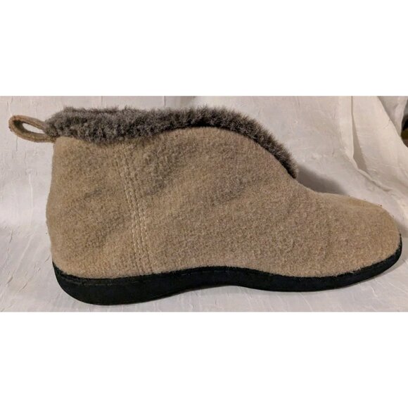 Acorn Slippers Booties Wool Faux Fur Lined Brown Tan Winter Cozy Womens Sz 8-9 - Picture 13 of 14